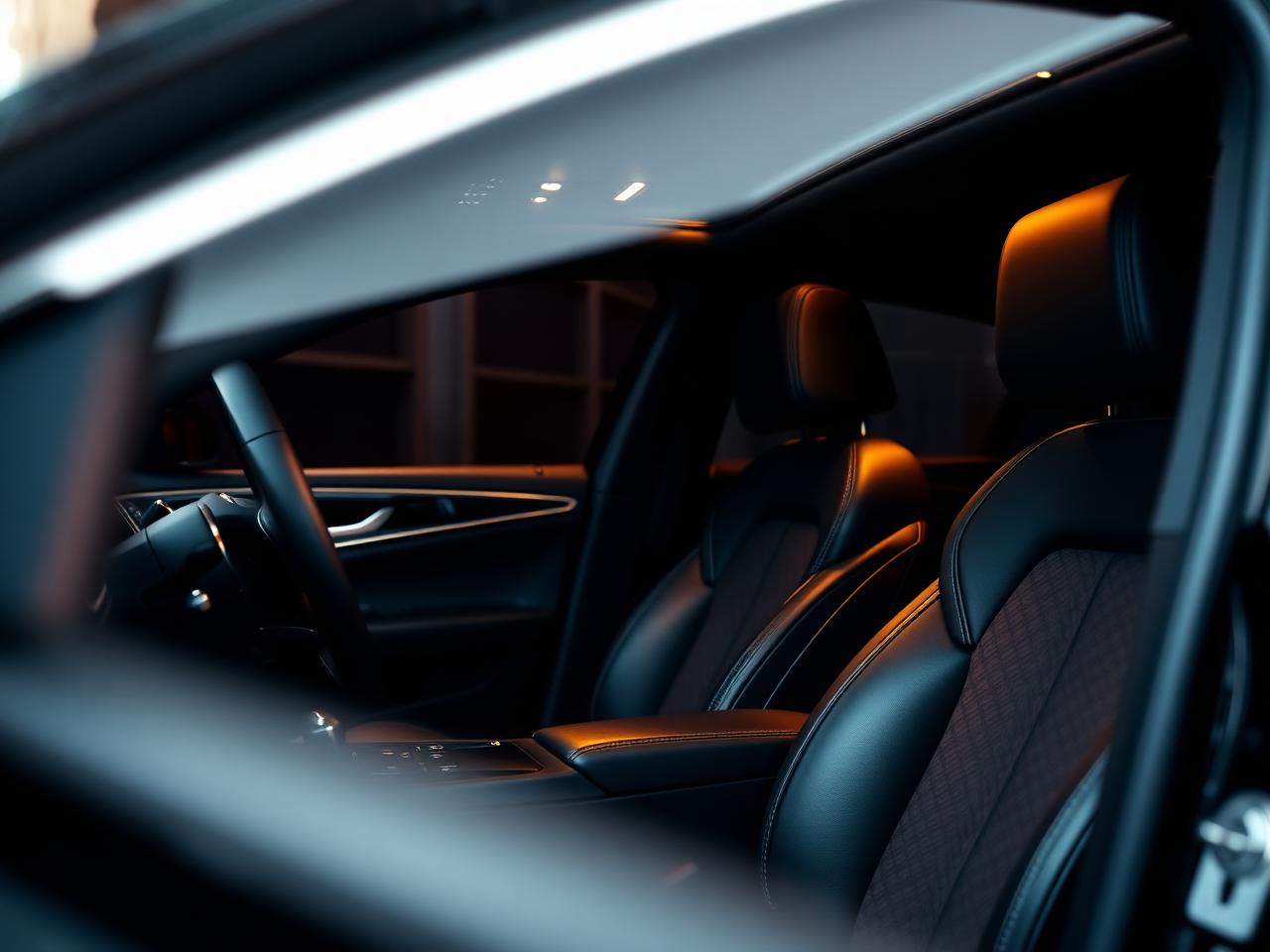 Comfortabel lederen interieur van een luxewagen
